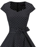 Women's 50s Rockabilly Dresses Hepburn Style Cocktail Dresses Vintage Retro Dress Pleated Skirt Knee-Length