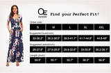 Black Summer Casual V Neck Short/Long Sleeve Floral Pattern Wrap Ladies Maxi Long Dress with Pockets - OUGES | Women's Casual Dresses