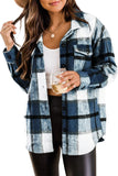 Blue Womens Casual Plaid Shacket Wool Blend Button Down Long Sleeve Shirt Fall Jacket Shackets - AUTOMET | Women's Tops and Blouses