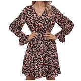 Ladies Casual Loose Leopard Printed Long Sleeve Dress Bodycon Dress Office Wear for Casual Club Cocktail Evening Gowns Work UK Size 8-26 | Women's Work Dresses