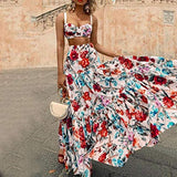 Women's Dress Sweet & Cute Dress Ladies Bohemian Sexy Chest Strap Split Digital Printing Dress Fancy Cocktail Dress Party Dress Maxi A-line Dress