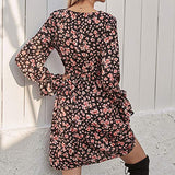 Ladies Casual Loose Leopard Printed Long Sleeve Dress Bodycon Dress Office Wear for Casual Club Cocktail Evening Gowns Work UK Size 8-26 | Women's Work Dresses