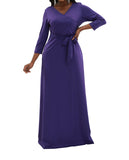 Purple Womens Casual Floral Print Long Maxi Dress Plus Size Plain Party Outfits - JTNFairy | Women's Casual Dresses