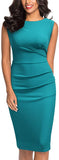 Acid Blue Women's Retro Ruffle Style Slim Work Pencil Dress - Miusol | Women's Cocktail Dresses