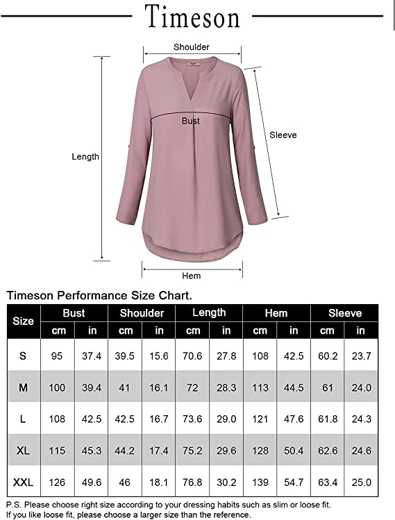 Blue Gray Women's Casual Chiffon V Neck 3/4 Sleeve Blouse Tops - Timeson | Women's Tops and Blouses
