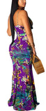 Purple Women's Summer Floral Spaghetti Strap Maxi Dresses Sexy V-Neck Beach Boho Tropical Long Sundress - HannahZone | Women's Casual Dresses