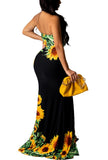Sunflower Women's Summer Floral Spaghetti Strap Maxi Dresses Sexy V-Neck Beach Boho Tropical Long Sundress - HannahZone | Women's Casual Dresses
