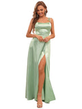 Women's Maxi Spaghetti Straps Side Slit Bridesmaid Dresses  - Sara Clothes