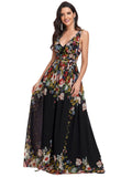 Sleeveless V-Neck Semi-Formal Maxi Evening Dress  - Sara Clothes