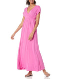 Bright Pink Women's Surplice Maxi Dress Available in Plus Size - AE Store | Women's Casual Dresses