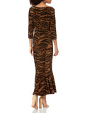 Brown Tiger Women's Scoop Neck Fishtail Dress to Midcalf - Norma Kamali | Women's Cocktail Dresses