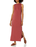 Brick Red Women's Jersey Sleeveless Mock Neck Maxi Dress - Daily Ritual | Women's Formal Dresses