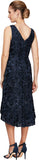 Champagne Women's Tea Length Dress with Rosette Detail Petite and Regular - Alex Evenings | Women's Formal Dresses