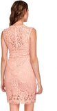 Pink Women's Sleeveless Scalloped Hem Fitted Floral Lace Bodycon Dress - Verdusa | Women's Cocktail Dresses