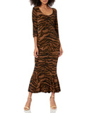 Brown Tiger Women's Scoop Neck Fishtail Dress to Midcalf - Norma Kamali | Women's Cocktail Dresses