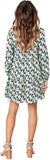 Houndstooth Long Sleeve Women Summer Tunic Dress V Neck Casual Loose Flowy Swing Shift Dresses - Amoretu | Women's Casual Dresses