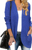Blue Women's Long Sleeve Open Front Casual Lightweight Soft Knit Cardigan Sweater Outerwear - ZESICA | Women's Cardigan