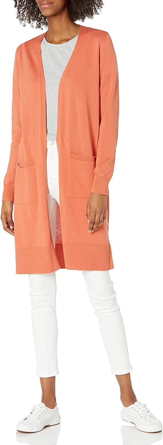 Long cardigan orange best sale