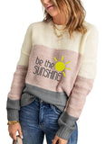 Gray Sunshine Womens Color Block Sweaters Long Sleeve Crewneck Pullover Knit Jumper Tops - Dokotoo | Women's Sweaters
