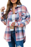 Blue Pink Womens Casual Plaid Shacket Wool Blend Button Down Long Sleeve Shirt Fall Jacket Shackets - AUTOMET | Women's Tops and Blouses