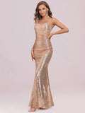 Rose Gold Women Sequin Evening Prom Formal Mermaid Gowns - Ever-Pretty | Women's Formal Dresses