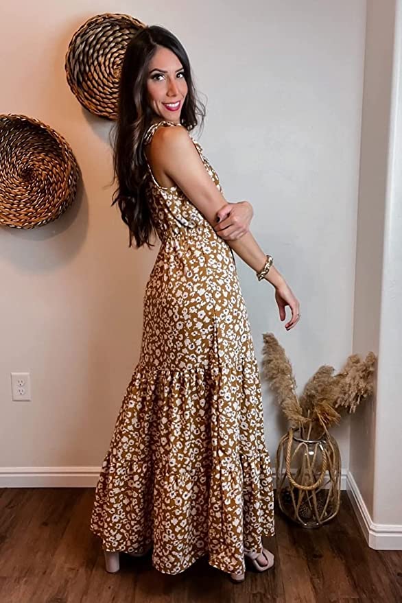 Yellow Women's Summer Floral Maxi Dresses - Prettygarden | Women's Formal Dresses