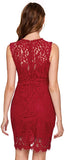 Red Women's Sleeveless Scalloped Hem Fitted Floral Lace Bodycon Dress - Verdusa | Women's Cocktail Dresses