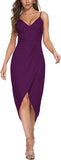 Burgundy Women's Sexy V Neck Backless Maxi Dress Sleeveless Spaghetti Straps Cocktail Party Dresses - CMZ2007 | Women's Cocktail Dresses