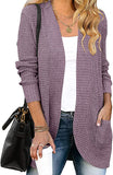 Purple Women's Long Sleeve Open Front Casual Lightweight Soft Knit Cardigan Sweater Outerwear - ZESICA | Women's Cardigan