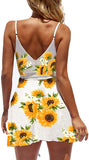 White Sunflower Womens V-Neck Spaghetti Strap Bowknot Backless Sleeveless Lace Mini Swing Skater Dress - Ecowish | Women's Casual Dresses
