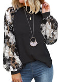 Floral Black White Women’s Long Sleeve Tops Lace Casual Loose Blouses T Shirts - MIHOLL | Women's Tops and Blouses