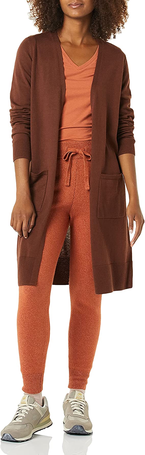 Brown Women's Lightweight Longer Length Cardigan Sweater (Available in Plus Size) - AE Store | Women's Cardigan