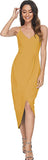 Mustard Women's Sexy V Neck Backless Maxi Dress Sleeveless Spaghetti Straps Cocktail Party Dresses - CMZ2022 | Women's Cocktail Dresses