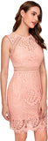 Pink Women's Sleeveless Scalloped Hem Fitted Floral Lace Bodycon Dress - Verdusa | Women's Cocktail Dresses