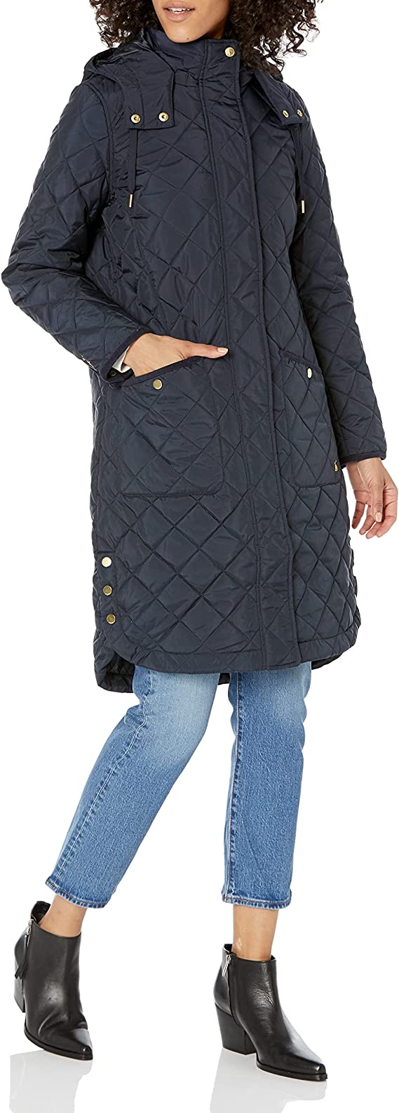 Marine Navy Ladies Chatham Quilted Coat - Heritage Green - Joules | Women's Coat & Jacket
