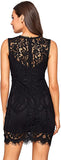 Black Women's Sleeveless Scalloped Hem Fitted Floral Lace Bodycon Dress - Verdusa | Women's Cocktail Dresses
