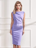 Light Purple Women's Retro Ruffle Style Slim Work Pencil Dress - Miusol | Women's Cocktail Dresses