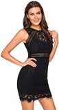 Black Women's Sleeveless Scalloped Hem Fitted Floral Lace Bodycon Dress - Verdusa | Women's Cocktail Dresses
