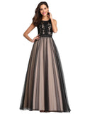 Women's A-line See-Through Floral Lace Floor-Length Evening Dress  - Sara Clothes