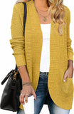 Mustard Women's Long Sleeve Open Front Casual Lightweight Soft Knit Cardigan Sweater Outerwear - ZESICA | Women's Cardigan