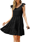 Black Summer Casual Dress Sexy Sleeveless Beach Dress Swing A Line Strap Sundresses - Clearlove | Women's Casual Dresses