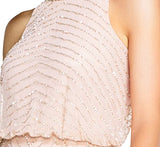 Blush Women's Halter Art Deco Beaded Blouson Dress - Adrianna Papell | Women's Formal Dresses