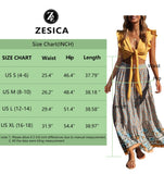 Peach Women's Bohemian Floral Printed Elastic Waist A Line Maxi Skirt with Pockets - ZESICA | Women's Casual Dresses