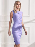 Light Purple Women's Retro Ruffle Style Slim Work Pencil Dress - Miusol | Women's Cocktail Dresses