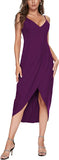 Burgundy Women's Sexy V Neck Backless Maxi Dress Sleeveless Spaghetti Straps Cocktail Party Dresses - CMZ2007 | Women's Cocktail Dresses