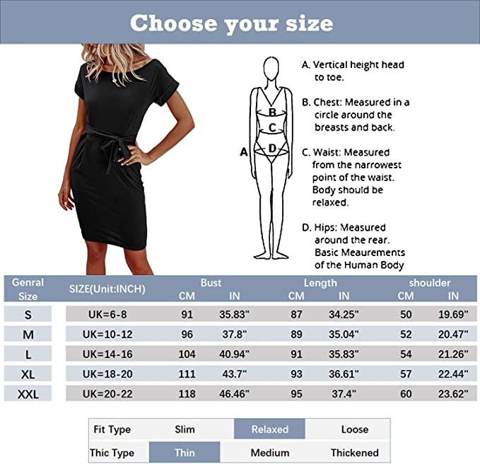 Dark Green Summer Dresses Round Neck Short Sleeve T Shirt Midi Casual Dress Tie Waist with Pockets - Jaksenr | Women's Casual Dresses