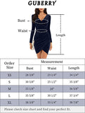 Blue Womens Wrap V Neck Long Sleeve Velvet Bodycon Ruched Cocktail Party Dress - Guberry | Women's Formal Dresses
