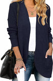 Navy Women's Long Sleeve Open Front Casual Lightweight Soft Knit Cardigan Sweater Outerwear - ZESICA | Women's Cardigan