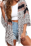 Light Cheetah Cross Women's Floral Print Puff Sleeve Kimono Cardigan Loose Cover Up Casual Blouse Tops - Chicgal | Women's Cardigan