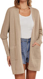 Dark Apricot Batwing Sleeve Women Open Front Cardigan Sweaters Pockets Long Sleeve Shrugs - GRACE KARIN | Women's Cardigan